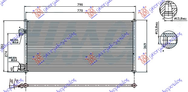 HLADNJAK KLIME 1.8i 16V - 1.8 TDCI (747x360) FORD TRANSIT CONNECT 2003-2010 (P64/P70/P80)