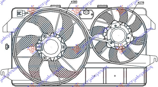 VENTILATOR (DUPLI) (2 MOTORA) KOMPLET (1.8 BENZIN/DIZEL) (+AC) FORD TRANSIT CONNECT 2003-2010 (P64/P70/P80)