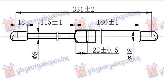 AMORTIZER GEPEK VRATA (CABRIO) (331L-520N) AUDI TT 2006-2014 (8J3/8J9)