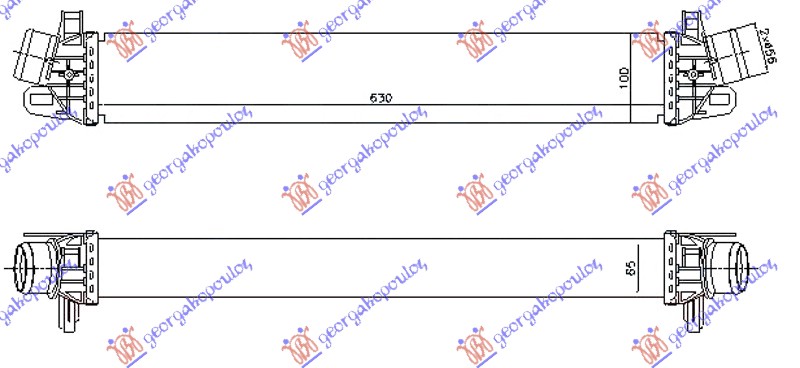 HLADNJAK INTERKULERA 1.4 TB BENZIN - 2.0 JTD DIZEL (630x100x64) ALFA ROMEO GIULIETTA 2010-2020 (940)