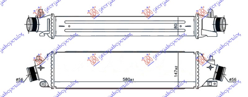 HLADNJAK INTERKULERA 2.0 JTD DIZEL (580x150x80) ALFA ROMEO GIULIETTA 2010-2020 (940)