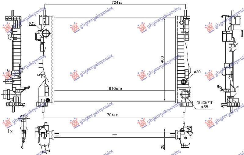 HLADNJAK MOTORA 1.4 TURBO (120) (61x40.5x2.6) ALFA ROMEO GIULIETTA 2010-2020 (940)