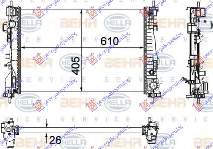 HLADNJAK MOTORA 1.4 TURBO (125-170) (61x40.5x2.6) (MAHLE BEHR PREMIUM LINE) ALFA ROMEO GIULIETTA 2010-2020 (940)