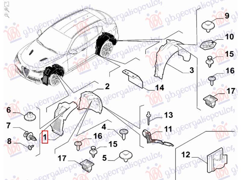 POTKRILO (PREDNJI DEO) PLASTICNO (ORIGINALNI) ALFA ROMEO STELVIO 2016- (949)
