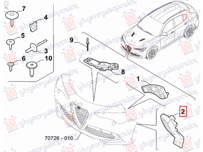 NOSAC PREDNJEG BRANIKA DONJI PLASTICNI (ORIGINALNI) ALFA ROMEO STELVIO 2016- (949)