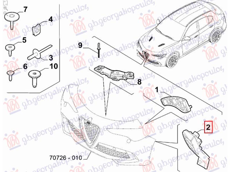 NOSAC PREDNJEG BRANIKA DONJI PLASTICNI (ORIGINALNI) ALFA ROMEO STELVIO 2016- (949)