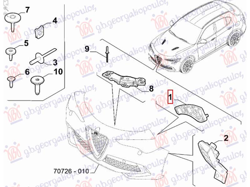 NOSAC PREDNJEG BRANIKA GORNJI PLASTICNI (ORIGINALNI) ALFA ROMEO STELVIO 2016- (949)