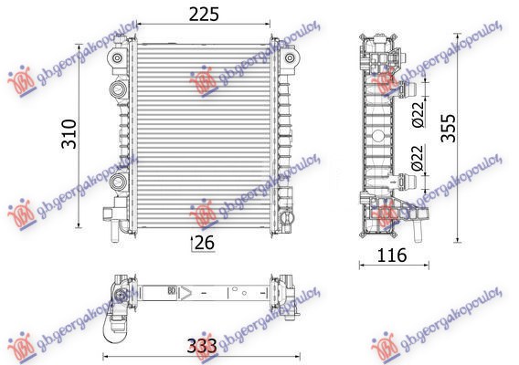 HLADNJAK MOTORA DODATNI 2.0-2.9 BENZIN (225x310x26) (NRF) ALFA ROMEO STELVIO 2016- (949)
