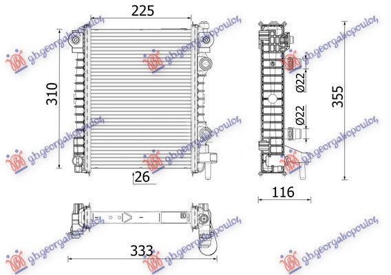 HLADNJAK MOTORA DODATNI 2.0-2.9 BENZIN (225x310x26) (NRF) ALFA ROMEO STELVIO 2016- (949)