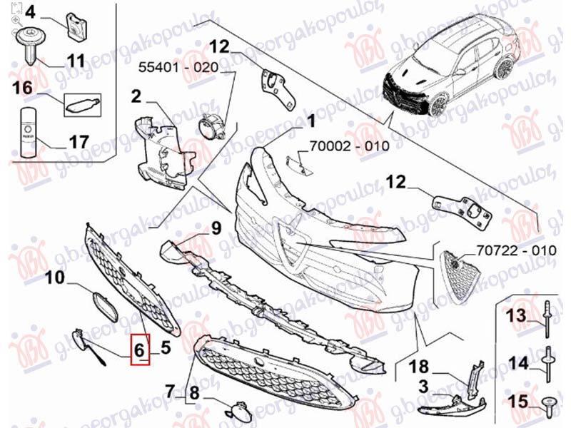POKLOPAC KUKE PREDNJEG BRANIKA (ORIGINALNI) ALFA ROMEO STELVIO 2016- (949)