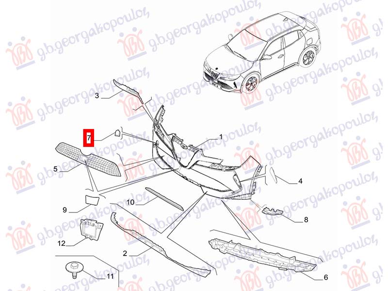 POKLOPAC KUKE PREDNJEG BRANIKA (ORIGINALNI) ALFA ROMEO JUNIOR 2024- (626/627)