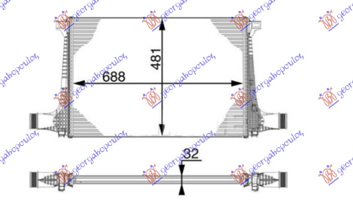 HLADNJAK INTERKULERA 3.0 TDi DIZEL (690x480x32) VW TOUAREG 2018- (CR7/RC8)