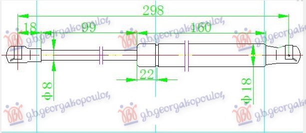 AMORTIZER HAUBE (298L-400N) AUDI A1 2010-2014 (8X1/8XK/8XA/8XF)