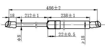 AMORTIZER GEPEK VRATA 3 VRATA (486L-650N) AUDI A1 2010-2014 (8X1/8XK/8XA/8XF)