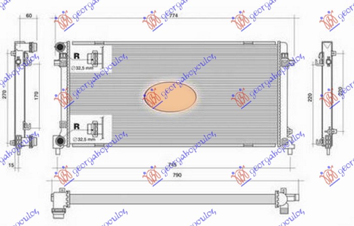 HLADNJAK MOTORA 1.6i 16V (65x41.5x2.3) SKODA RAPID 2012-2019 (NH3/NK3/NK6/NH1)
