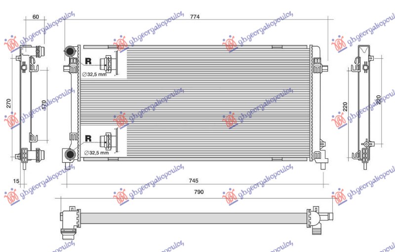 HLADNJAK MOTORA 1.6 TDi DIZEL (650x320x32) BEZ CEVI (NRF) SKODA RAPID 2012-2019 (NH3/NK3/NK6/NH1)