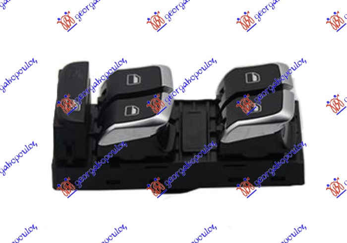 PREKIDAC U PREDNJIM VRATIMA HROM/CRNI (4 TASTERA) (10 PIN) AUDI Q3 2014-2018 (8UB/8UG)