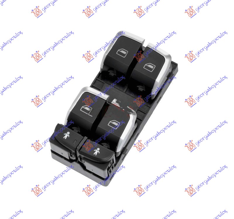 PREKIDAC U PREDNJIM VRATIMA HROM/CRNI (4 TASTERA) (10 PIN) AUDI A6 2014-2018  (4GH/4GJ/4G2/4GC/4G5/4GD)