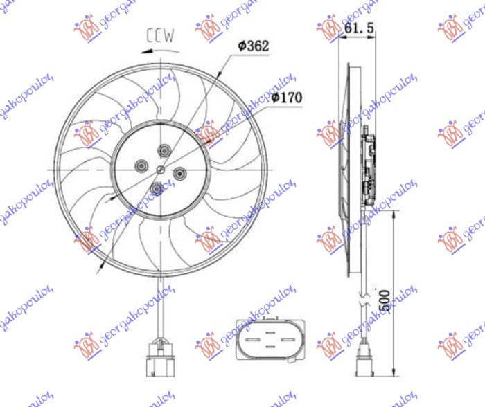 VENTILATOR KOMPLET 2.0 BENZIN/DIZEL/HYBRID AUDI A7 2018- (4KA)