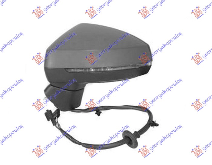 RETROVIZOR ELEKTRICNI SA GREJACEM PM (ELEKTRO-SKLOPIV) (MIGAVAC) (MRTAV UGAO) (ASFERICNO STAKLO) AUDI A3 3D/SPORTBACK 2012-2016 (8V1/8VK/8VA/8VF)