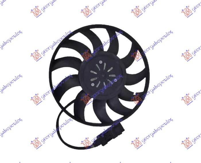 VENTILATOR (MOTOR+ELISA) (BENZIN/DIZEL) (380mm) (400W) DESNO AUDI A8 2002-2009 (4E2/4E8)