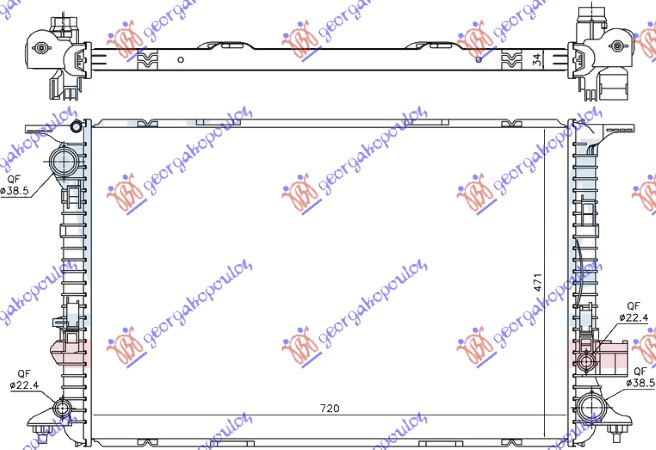HLADNJAK MOTORA 2.0/3.0 TFSi HIBRID - 2.5 FSi BENZIN - 3.0 TDi DIZEL (720x470x32) (NRF) AUDI A8 2009-2013 (4H2/4H8/4HC/4HL)