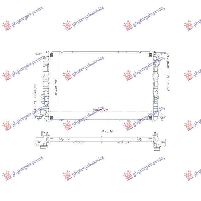 HLADNJAK MOTORA 4.0 BENZIN (S) (MAN/AUTO) (720x462) (NISSENS) AUDI A8 2013-2017 (4H2/4H8/4HC/4HL)