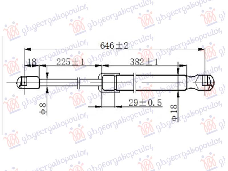 AMORTIZER GEPEK VRATA (646L-235N) AUDI R8 2007-2016 (422/423)