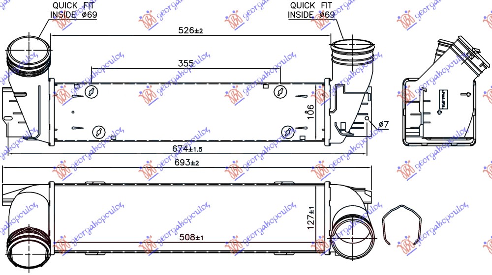 HLADNJAK INTERKULERA 1.6-2.0 (16i-20i-X-28i) BENZIN (508x127x106) BMW X1 2013-2015 (E84)