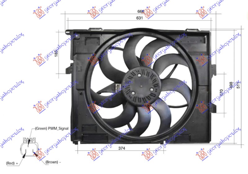 VENTILATOR KOMPLET 2.0/3.0 BENZIN BMW SERIES 1 3/5D 2015-2019 (F21/F20)