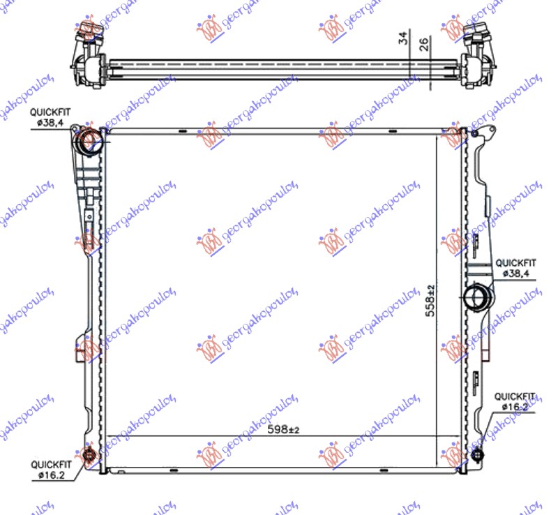 HLADNJAK MOTORA 3.0 (28iX KIN N52B30) BENZIN (AUTO) (600x560x26) BMW X3 2011-2014 (F25)