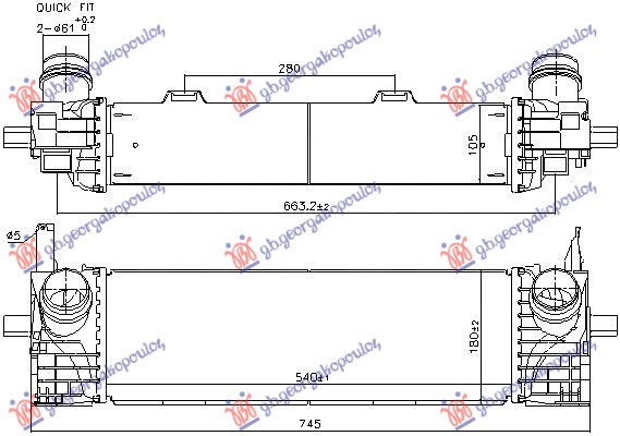 HLADNJAK INTERKULERA 2.0 BENZIN - 3.0 DIZEL (540x173x105)(NISSENS) BMW X3 2017-2021 (G01/F97/G08)