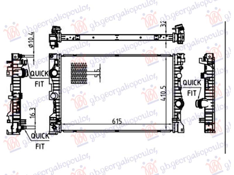 HLADNJAK MOTORA 2.0/3.0 DIZEL/HIBRID (AUTO) (615x410) (NISSENS) BMW X3 2017-2021 (G01/F97/G08)