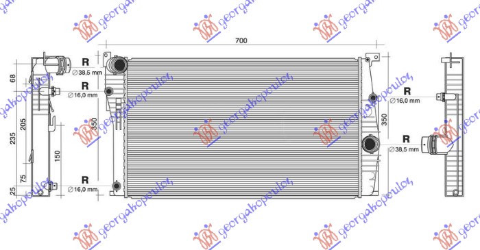HLADNJAK MOTORA 3.0 (330d) DIZEL (AUTO) (600x330x26) 3 CEVI BMW SERIES 3 SDN/S.W. 2012-2014 (F30/F31/F80)