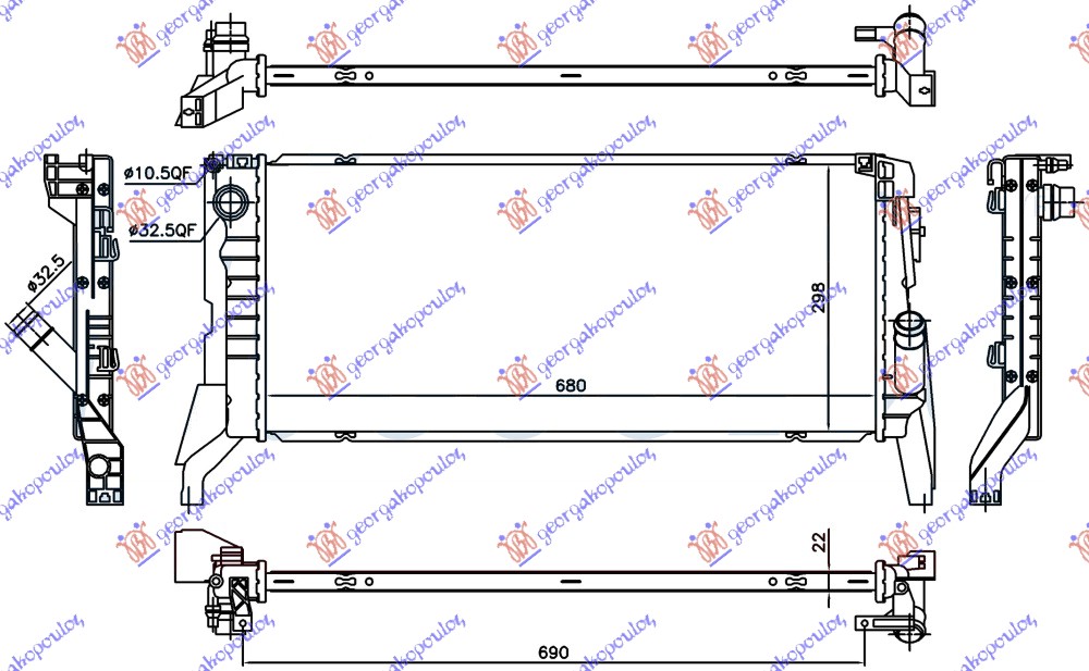 HLADNJAK MOTORA ZA SVE MODELE DIZEL (MAN) (680x298x22) BMW SERIES 2 ACTIVE/GRAN TOURER 2014-2017 (F45/F46
