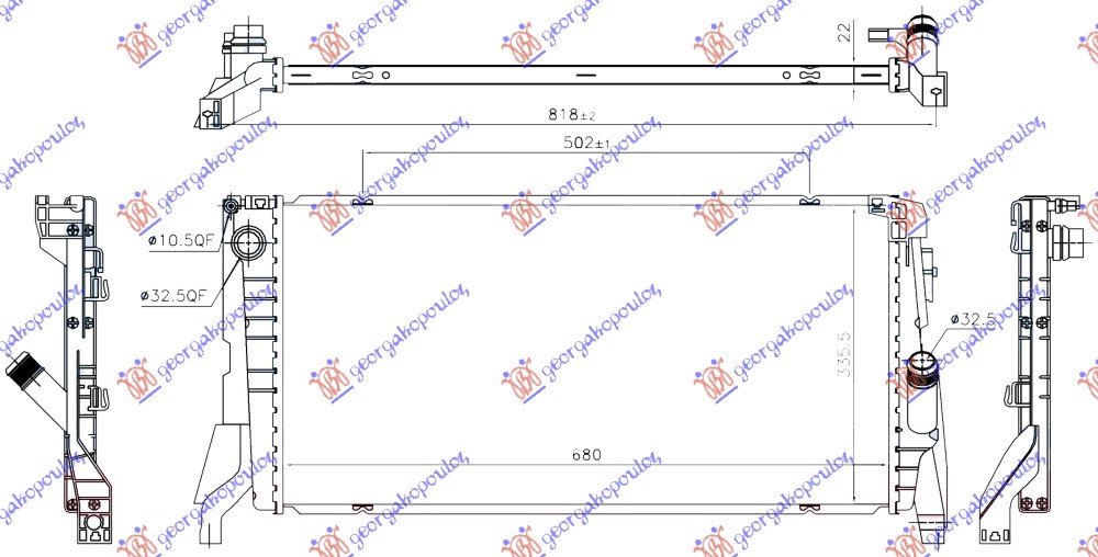 HLADNJAK MOTORA 1.5 (216i/218i) BENZIN (MAN/AUTO) (680x336x22) (KOYO) MINI COUNTRYMAN 2016-2021 (F60)
