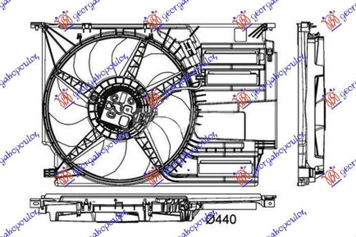 VENTILATOR KOMPLET (1.5/2.0 BENZIN - 2.0 DIZEL) (440mm) (600W) (2 PIN) BMW X1 2019-2022 (F48)