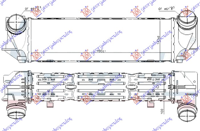 HLADNJAK INTERKULERA 2.0 BENZIN (495x150x100) BMW SERIES 5 2013-2016 (F10/F11)