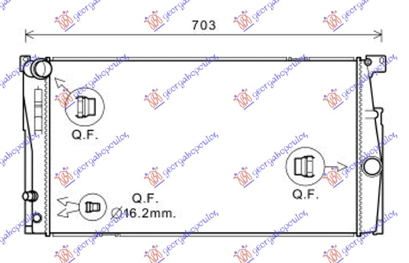 HLADNJAK MOTORA 1.6/2.0 BENZIN (MAN) N20B16A/N20B20A/B (60x34.5x3.2) BMW SERIES 5 2013-2016 (F10/F11)