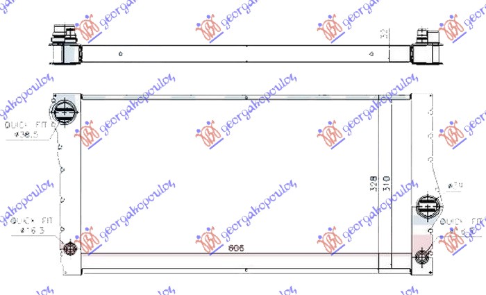 HLADNJAK MOTORA 3.0 (535iX) BENZIN (& GT/F07) (605x310x32) BMW SERIES 5 2013-2016 (F10/F11)