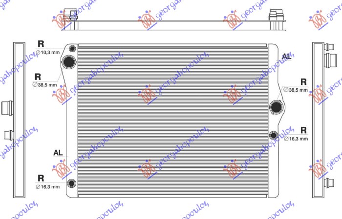 HLADNJAK MOTORA 4.4 BENZIN (MAN/AUTO) (612x487) BMW SERIES 5 2013-2016 (F10/F11)