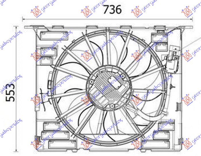 VENTILATOR KOMPLET (2.0 HYBRID - 3.0 BENZIN) (484mm) (600W) (4 PIN) BMW SERIES 7 2015-2019 (G11/G12)