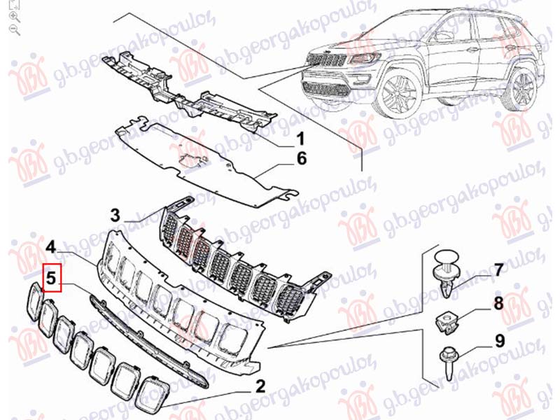 CENTRALNA RESETKA GORNJA (LIMITED) (ORIGINALNI) JEEP COMPASS 2022-2025 (MP/M6/MV/M7)