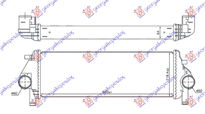 HLADNJAK INTERKULERA 3.0 CRDi DIZEL (650x220x64) JEEP GRAND CHEROKEE 2014-2017 (WK/WK2)