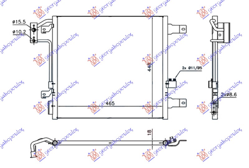 HLADNJAK KLIME 3.6/3.8i BENZIN - 2.8 CRD DIZEL (AUTO) (470x450x18) -12 JEEP WRANGLER 2/4D 2007-2018 (JK)