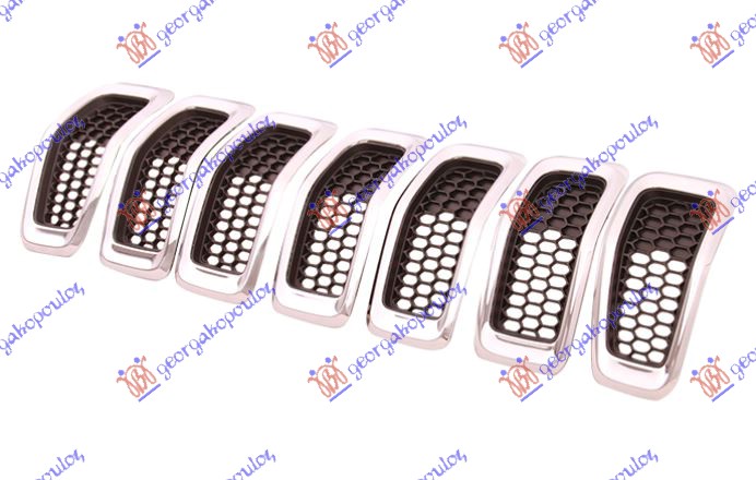 PVC MASKA KOMPLET CRNA (HROM OKVIR) (SET 7 KOM) JEEP CHEROKEE 2014-2019 (KL)