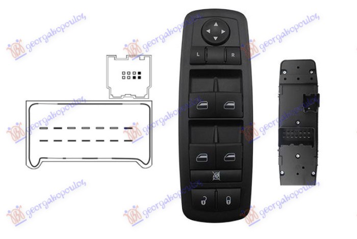 PREKIDAC U PREDNJIM VRATIMA (4 TASTERA) (CENTRALNO ZAKLJUCAVANJE) (12 PIN) JEEP CHEROKEE 2014-2019 (KL)