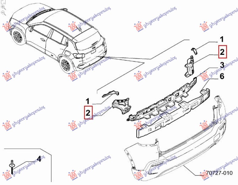 NOSAC ZADNJEG BRANIKA BOCNI PLASTICNI (ORIGINALNI) JEEP AVENGER 2022- (J2)