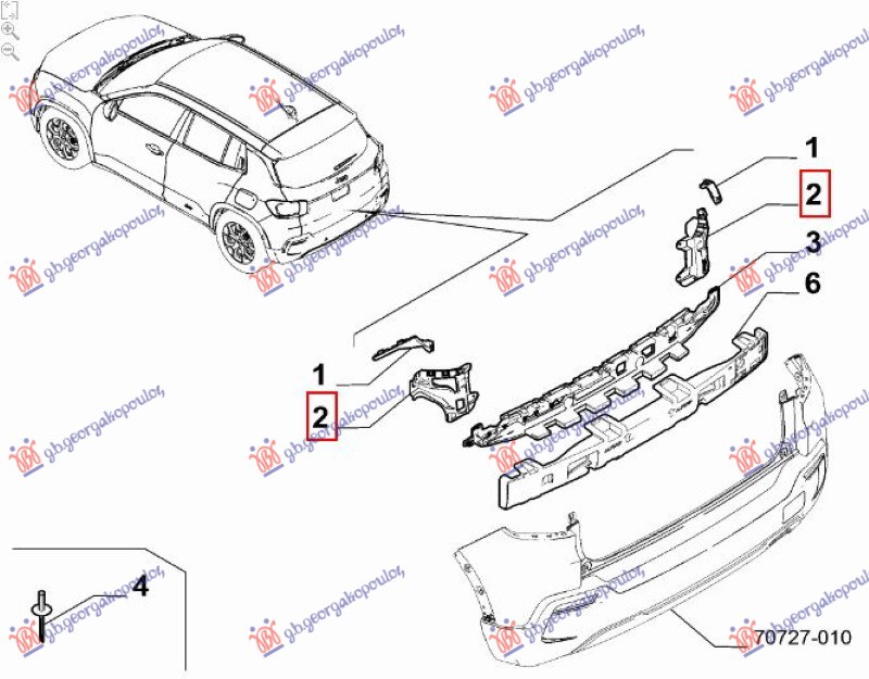 NOSAC ZADNJEG BRANIKA BOCNI PLASTICNI (ORIGINALNI) JEEP AVENGER 2022- (J2)