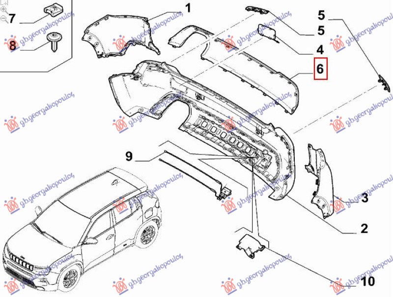 SPOJLER ZADNJEG BRANIKA SREBRNI/SVETLO SIVI JEEP AVENGER 2022- (J2)